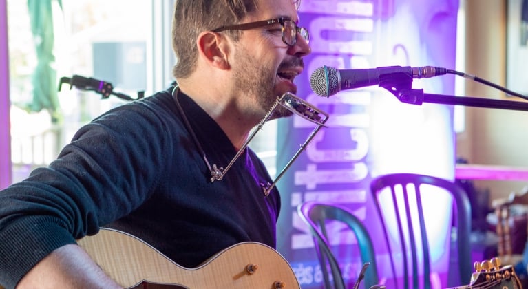 Man sings during the Ceilidhs & Kitchen Parties