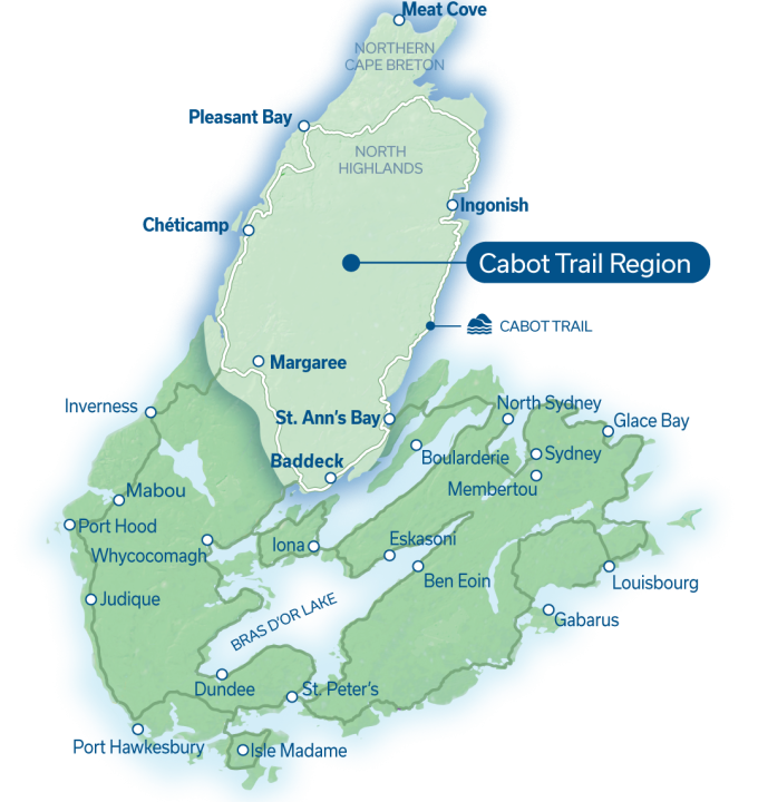 Illustrated map of Cabot Trail Region